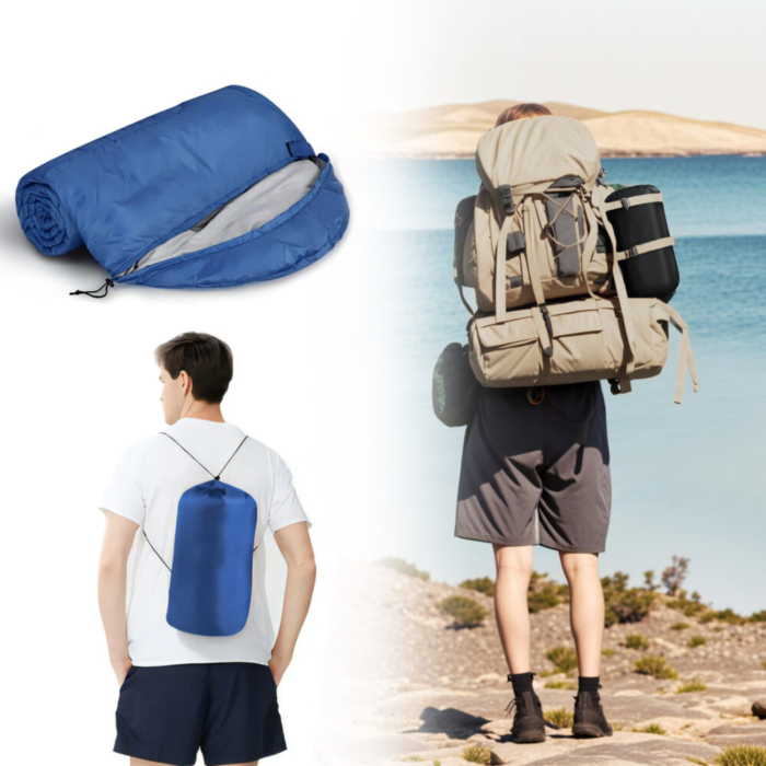 Sac de dormit 2 în 1 VarioShop®, cu glugă și funcție pilotă, albastru, 210x75 cm – ideal pentru camping, drumeții și outdoor [10]