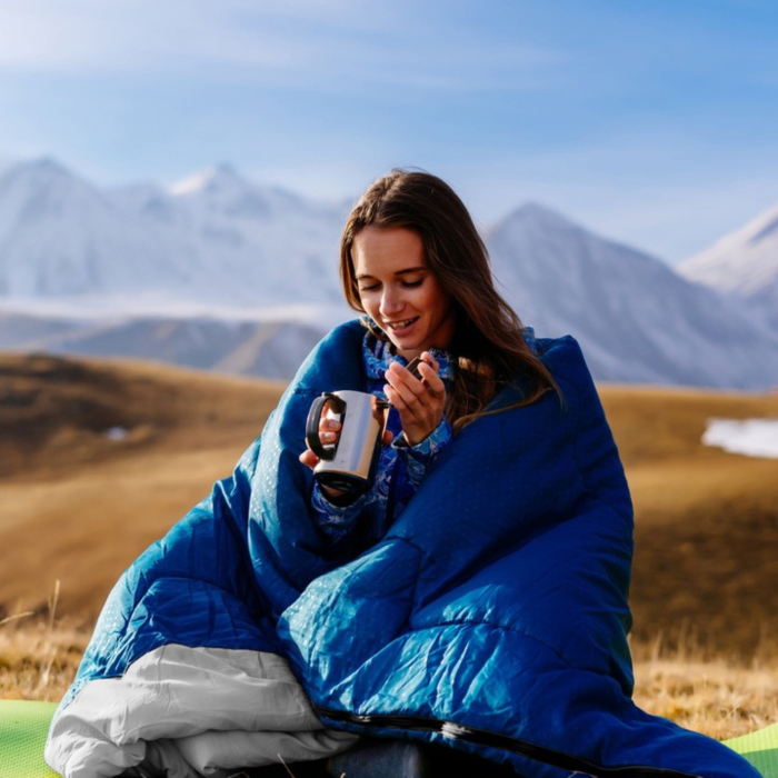 Sac de dormit 2 în 1 VarioShop®, cu glugă și funcție pilotă, albastru, 210x75 cm – ideal pentru camping, drumeții și outdoor [4]