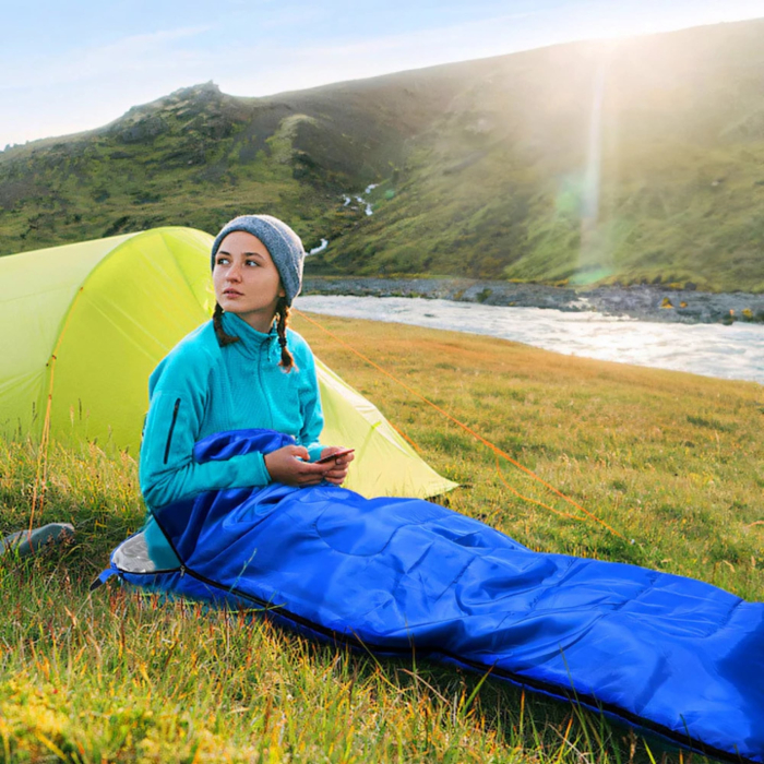 Sac de dormit 2 în 1 VarioShop®, cu glugă și funcție pilotă, albastru, 210x75 cm – ideal pentru camping, drumeții și outdoor [8]