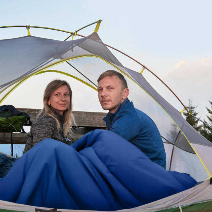 Sac de dormit 2 în 1 VarioShop®, cu glugă și funcție pilotă, albastru, 210x75 cm – ideal pentru camping, drumeții și outdoor [6]