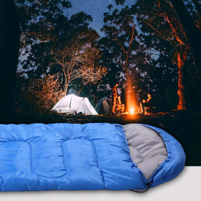 Sac de dormit 2 în 1 VarioShop®, cu glugă și funcție pilotă, albastru, 210x75 cm – ideal pentru camping, drumeții și outdoor [7]