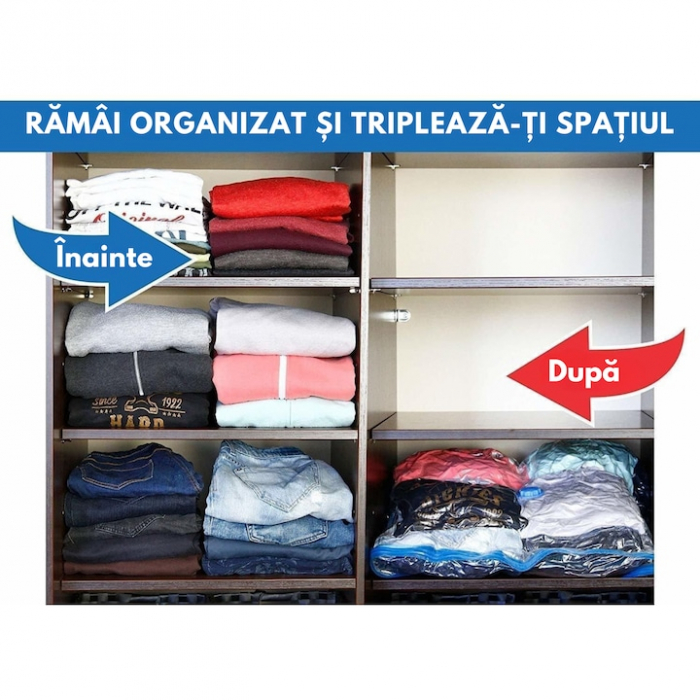 Sac vacuum VarioShop®, pentru haine, pilote, perne, dimensiune 70 x 100 cm, design ergonomic, reutilizabil, impermeabil, Transparent [4]