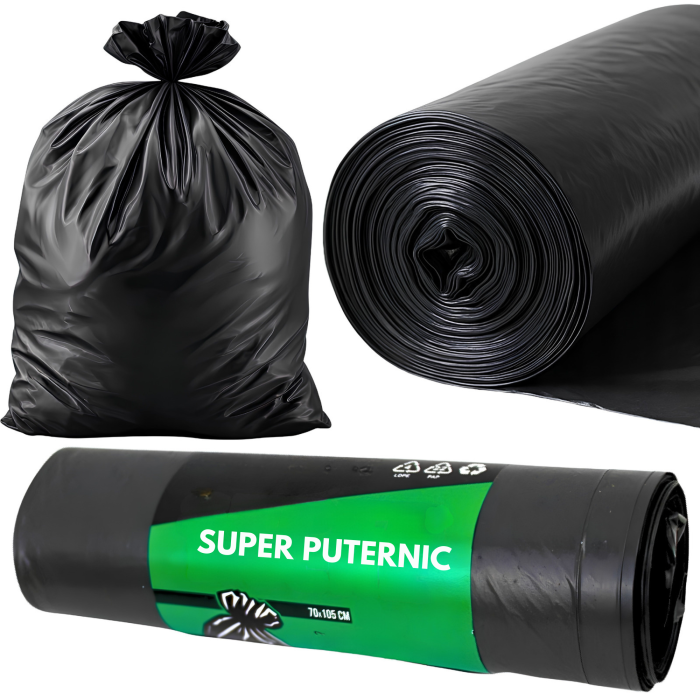 Saci de gunoi VarioShop®, pentru deseuri, moloz si materiale grele, super rezistenti, impermeabili, 35L, 15 bucati, negru [6]