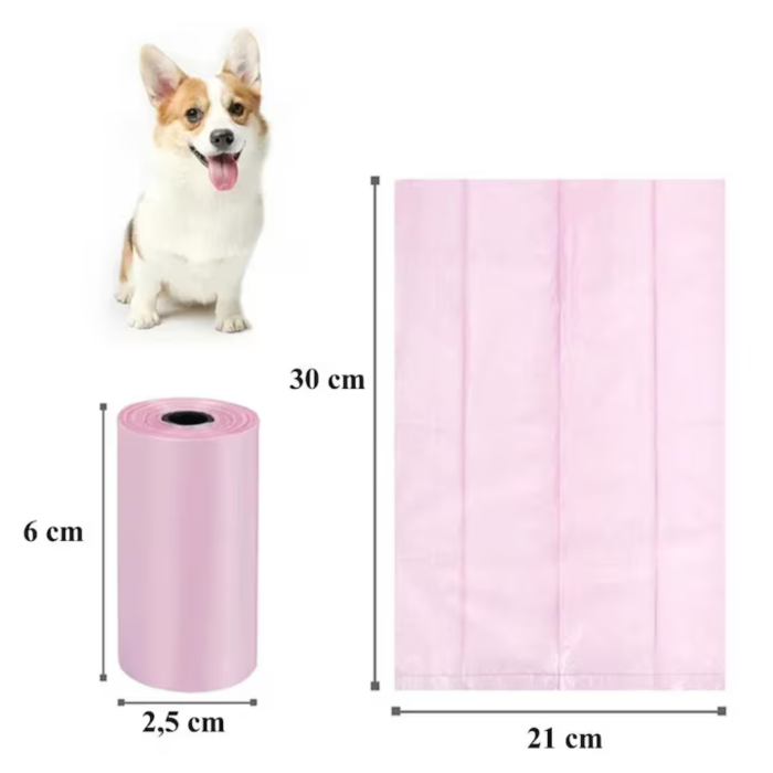 Saci igienici pentru câini VarioShop®, 8 role cu 120 bucăți, pentru plimbări și curățenie, folie rezistentă, 30 x 21 cm, roz [4]