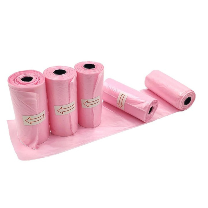 Saci igienici pentru câini VarioShop®, 8 role cu 120 bucăți, pentru plimbări și curățenie, folie rezistentă, 30 x 21 cm, roz [8]