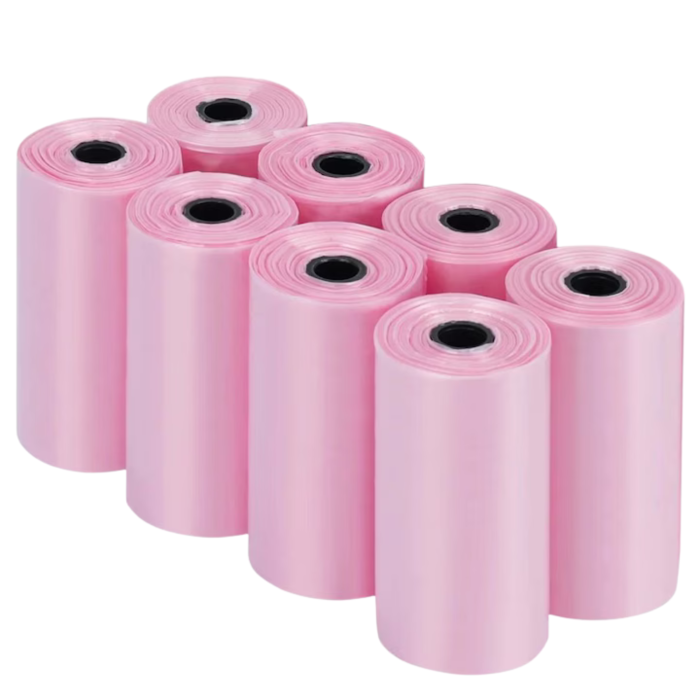 Saci igienici pentru câini VarioShop®, 8 role cu 120 bucăți, pentru plimbări și curățenie, folie rezistentă, 30 x 21 cm, roz [3]