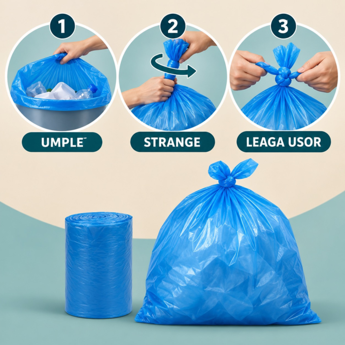 Saci menajeri VarioShop®, 35L, 150 bucati/rola, pentru casa, birou si spatii comerciale, albastru [3]