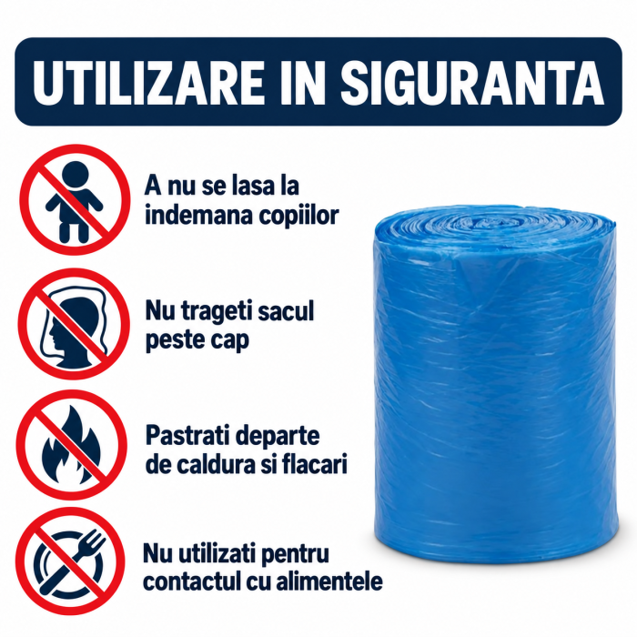 Saci menajeri VarioShop®, 60L, 100 bucati/rola, pentru casa, birou si spatii comerciale, albastru [7]