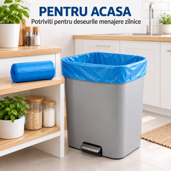 Saci menajeri VarioShop®, 60L, 100 bucati/rola, pentru casa, birou si spatii comerciale, albastru [8]