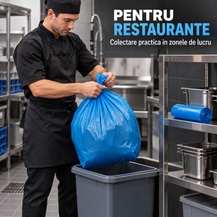 Saci menajeri VarioShop®, 60L, 100 bucati/rola, pentru casa, birou si spatii comerciale, albastru [6]