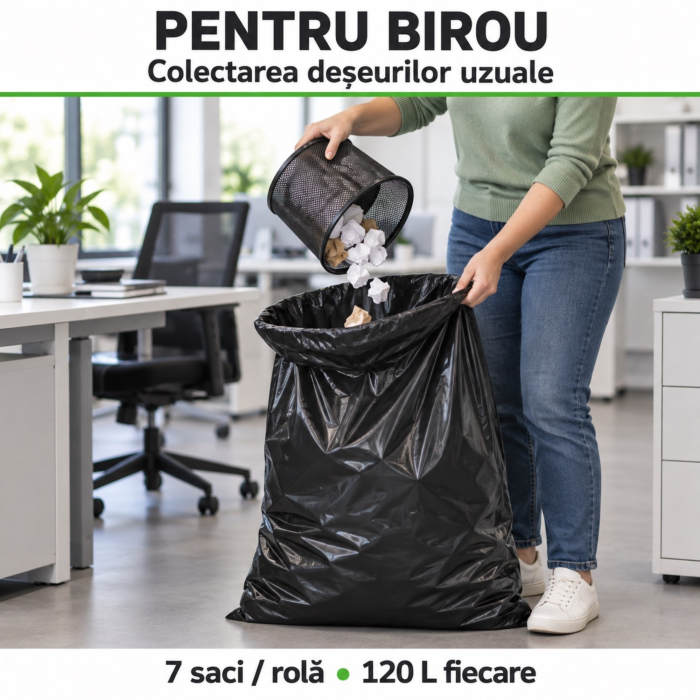 Saci menajeri VarioShop®, pentru curatenie in casa, birou si gradina, impermeabili, capacitate 120L, 7 bucati, 70 x 105 cm, negru [5]