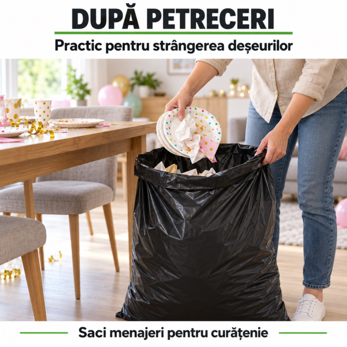 Saci menajeri VarioShop®, pentru curatenie in casa, birou si gradina, impermeabili, capacitate 120L, 7 bucati, 70 x 105 cm, negru [6]