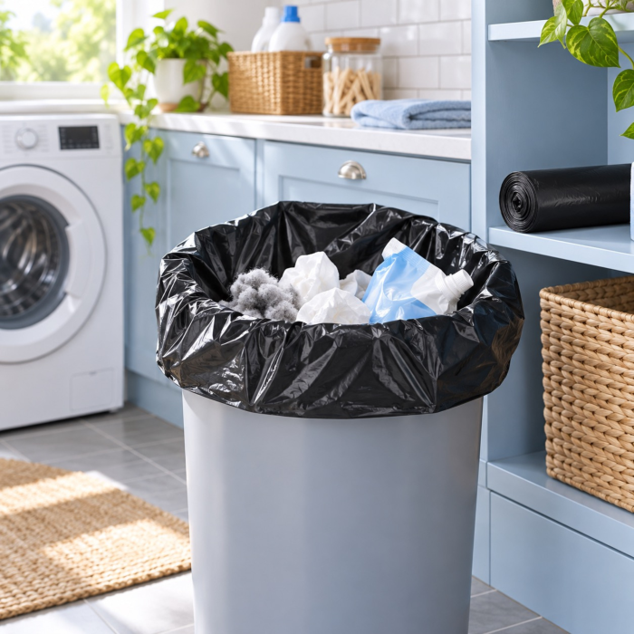 Saci menajeri VarioShop®, pentru utilizare casnica si curatenie, impermeabili, 60L, 10 bucati, 60 x 75 cm, negru [8]