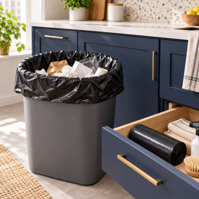 Saci menajeri VarioShop®, pentru utilizare casnica si curatenie, impermeabili, 60L, 10 bucati, 60 x 75 cm, negru [5]