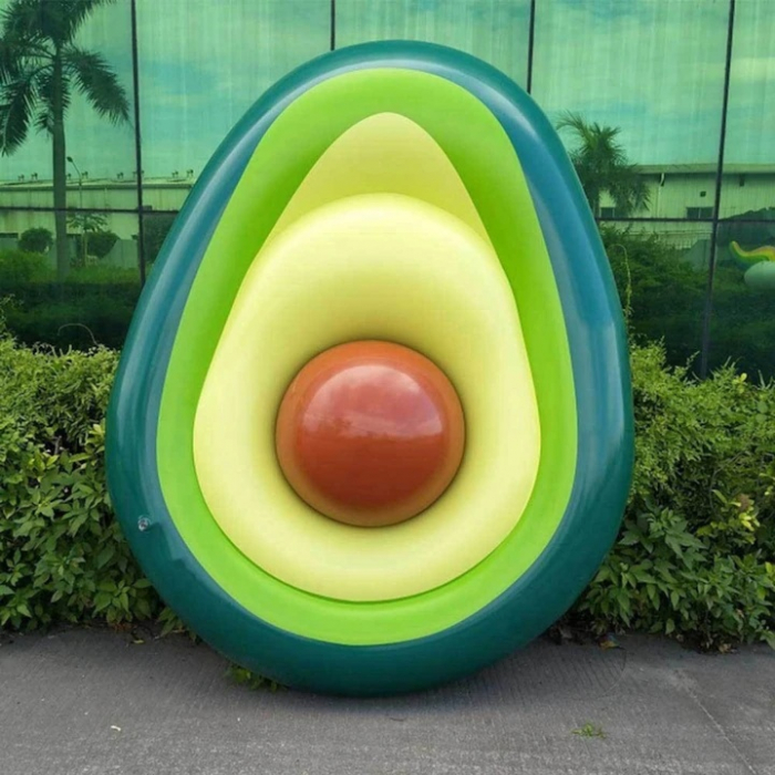 Saltea gonflabila cu minge in forma de avocado VarioShop®, 150 cm de distractie, relaxare si stil tropical pentru plaja, piscina sau vacanta, 150 x 120 x 21 cm, Verde [3]