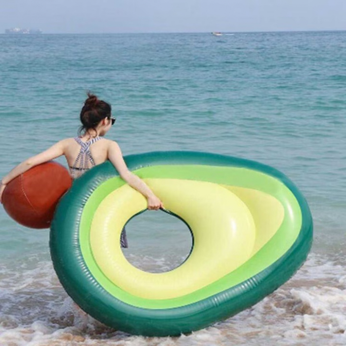 Saltea gonflabila cu minge in forma de avocado VarioShop®, 150 cm de distractie, relaxare si stil tropical pentru plaja, piscina sau vacanta, 150 x 120 x 21 cm, Verde [2]