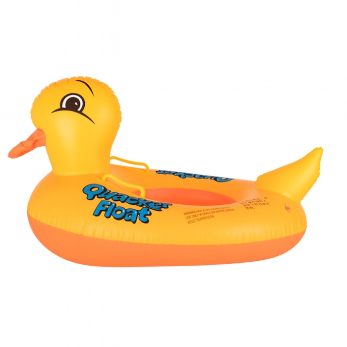 Saltea gonflabila ponton pentru copii VarioShop®, in forma de rata, jucarie acvatica sigura din PVC durabil, cu manere laterale si orificii pentru picioare, ideala pentru piscina, mare sau lac, 63 x 4 [8]
