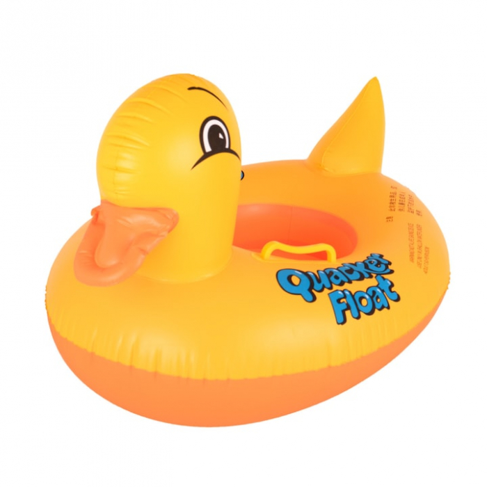 Saltea gonflabila ponton pentru copii VarioShop®, in forma de rata, jucarie acvatica sigura din PVC durabil, cu manere laterale si orificii pentru picioare, ideala pentru piscina, mare sau lac, 63 x 4 [2]