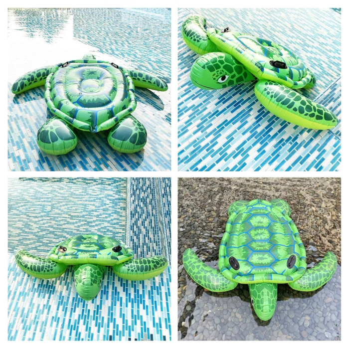 Saltea gonflabila tip broasca testoasa pentru copii VarioShop®, 3+, cu manere de siguranta si kit de reparatie, ideala pentru mare, lac si piscina, 150 x 127 cm, Verde [4]