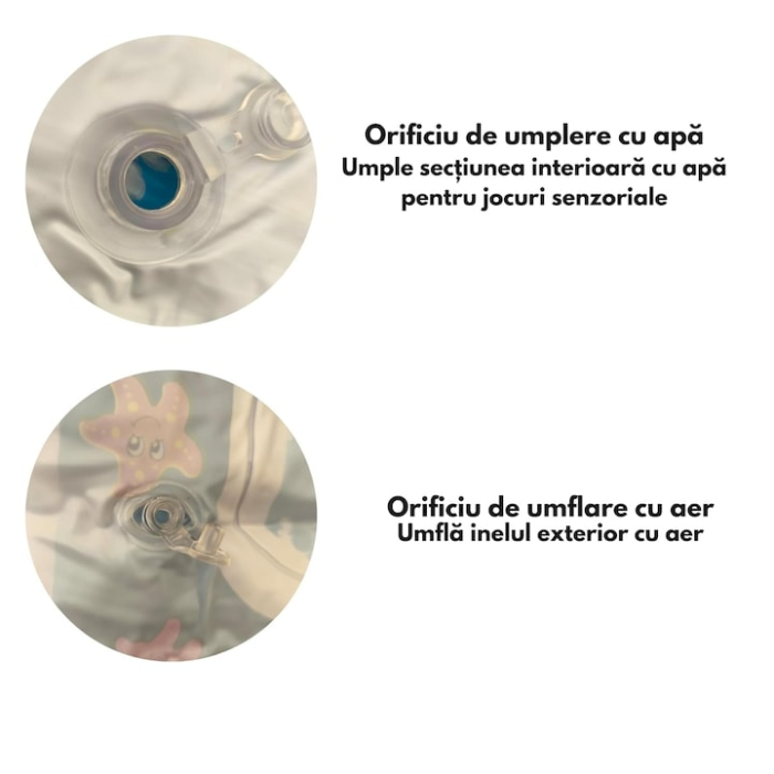 Saltea interactiva cu apa pentru bebelusi VarioShop®, gonflabila, cu animale marine, joaca educativa si dezvoltare senzoriala, dimensiune 60 x 45 cm, Albastru [4]