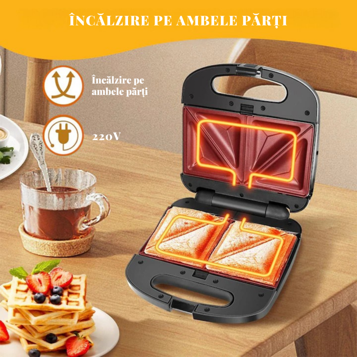 Sandwich-maker 6 in 1 VarioShop®, waffle maker si plite detasabile pentru gogosi, prajituri si friptura, 850W, strat antiaderent, design compact [3]