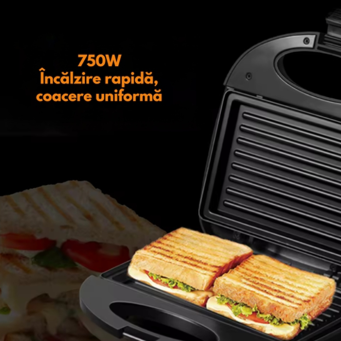 Sandwich Maker Tip Grill 750W VarioShop®, pentru Panini, Sandwich-uri si Tortilla, Placi Antiaderente, Incalzire Rapida si Gatire Uniforma, Design Compact si Elegant [2]