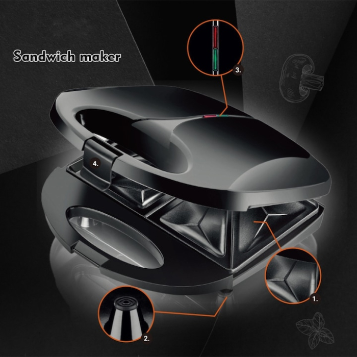 Sandwich Maker VarioShop®, 750W, placi antiaderente, indicator luminos, pregatire simultana, incalzire rapida, design compact si elegant, negru [12]