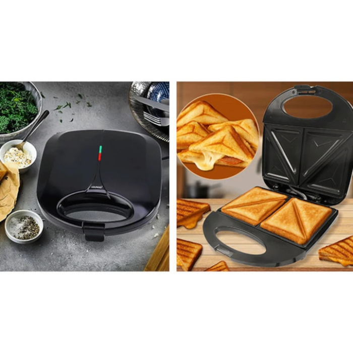 Sandwich Maker VarioShop®, 750W, placi antiaderente, indicator luminos, pregatire simultana, incalzire rapida, design compact si elegant, negru [13]