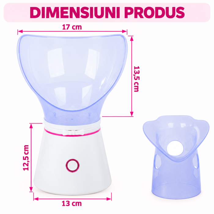 Sauna faciala cu aburi VarioShop®, pentru ingrijirea tenului, cu inhalator nazal, 2 masti din silicon si pahar dozator, 130W, rezervor 60 ml, alb/roz [4]