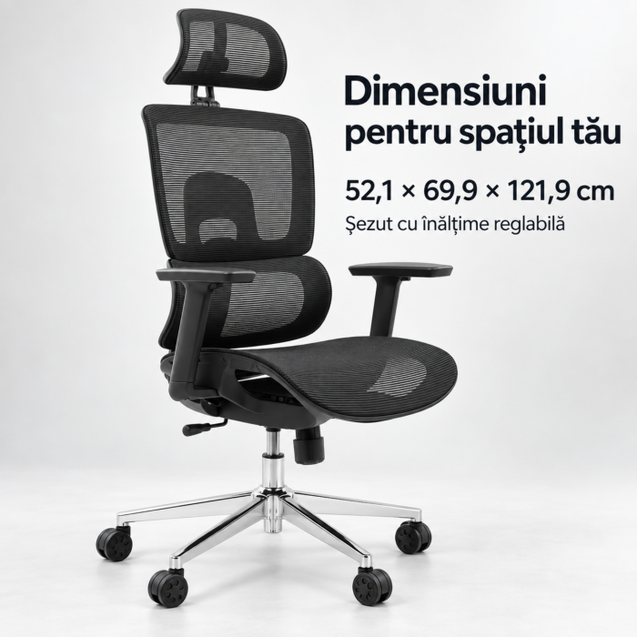 Scaun de birou ergonomic VarioShop, pentru lucru si gaming, suport lombar, tetiera si cotiere reglabile, cadru inox, sarcina maxima 180 kg gri-alb [2]