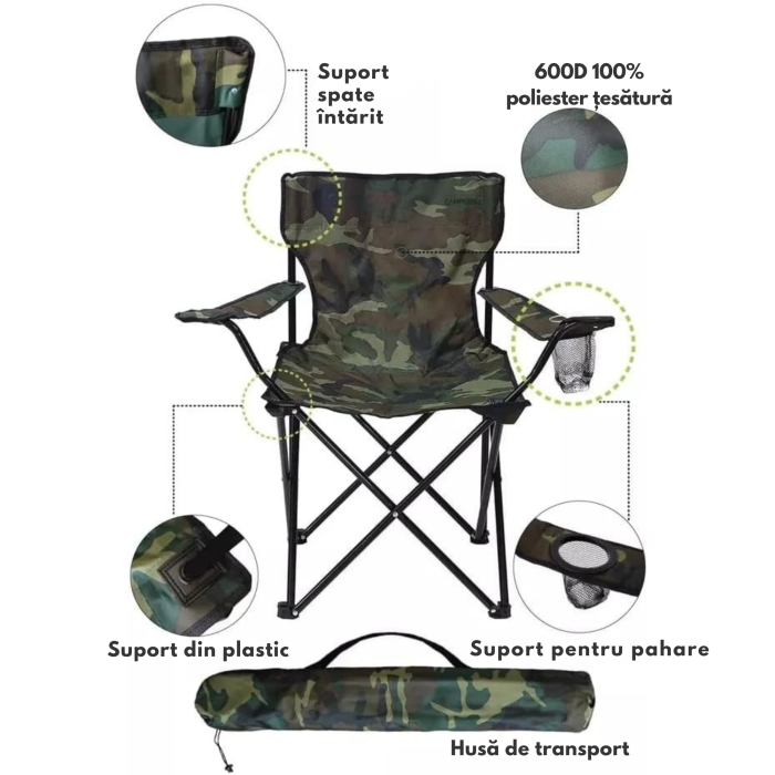 Scaun de pescuit pliabil VarioShop, ergonomic, cadru metalic [2]