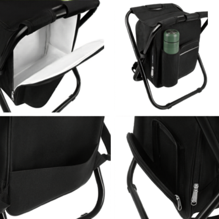 Scaun pescuit pliabil VarioShop® 3in1, cu rucsac si geanta termoizolanta, rezistenta 150 kg, pliabil, pentru camping, pescuit si drumetii, 36x29x41 cm [10]