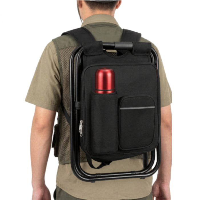 Scaun pescuit pliabil VarioShop® 3in1, cu rucsac si geanta termoizolanta, rezistenta 150 kg, pliabil, pentru camping, pescuit si drumetii, 36x29x41 cm [2]