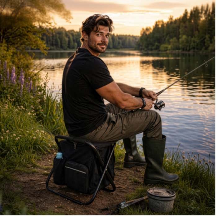Scaun pescuit pliabil VarioShop® 3in1, cu rucsac si geanta termoizolanta, rezistenta 150 kg, pliabil, pentru camping, pescuit si drumetii, 36x29x41 cm [11]