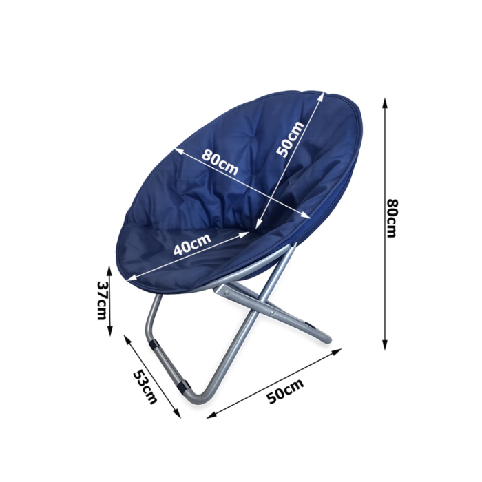Scaun pliabil tip fotoliu rotund VarioShop®, cadru metalic stabil, diametru 80 cm, design compact si portabil, pentru plaja, gradina, camping si balcon, albastru [4]