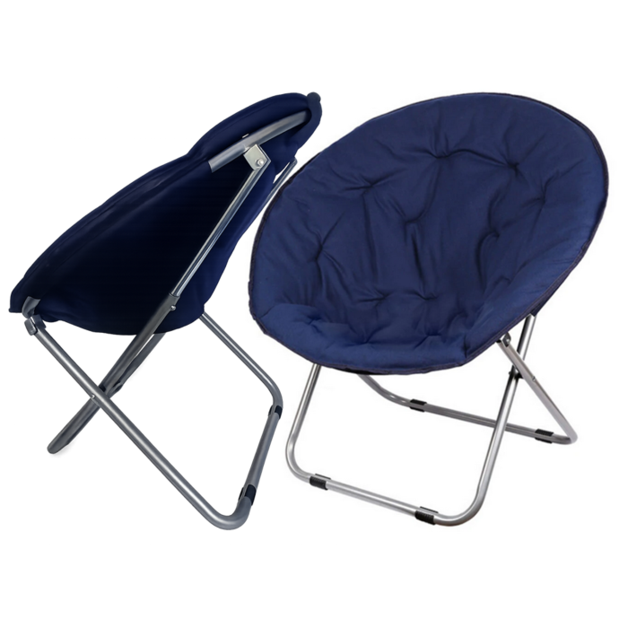 Scaun pliabil tip fotoliu rotund VarioShop®, cadru metalic stabil, diametru 80 cm, design compact si portabil, pentru plaja, gradina, camping si balcon, albastru [10]