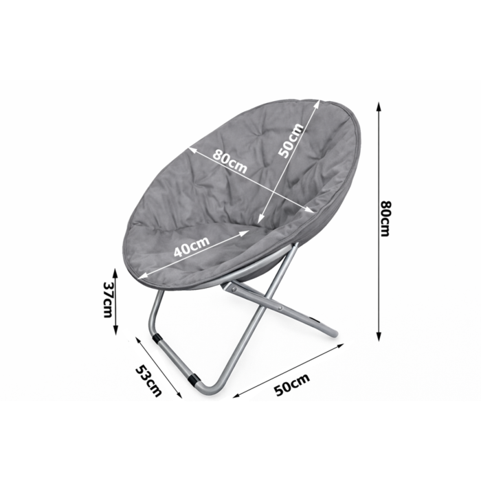 Scaun pliabil tip fotoliu rotund VarioShop®, cadru metalic stabil, diametru 80 cm, design compact si portabil, pentru plaja, gradina, camping si balcon, gri [4]