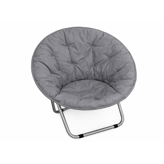 Scaun pliabil tip fotoliu rotund VarioShop®, cadru metalic stabil, diametru 80 cm, design compact si portabil, pentru plaja, gradina, camping si balcon, gri [8]