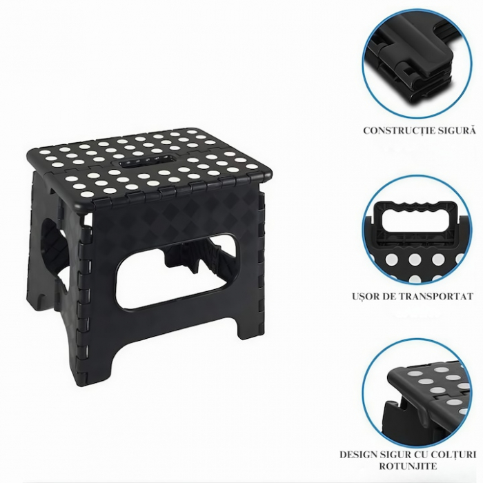 Scaun Pliabil VarioShop®, Tip Taburet cu maner, Pentru Aer Liber, Gradina, Bucatarie, Baie, Camping si Pescuit sau pentru Copii, Inaltime 22 cm, Gri [3]