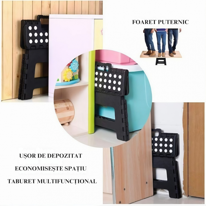 Scaun Pliabil VarioShop®, Tip Taburet cu maner, Pentru Aer Liber, Gradina, Bucatarie, Baie, Camping si Pescuit sau pentru Copii, Inaltime 22 cm, Gri [4]