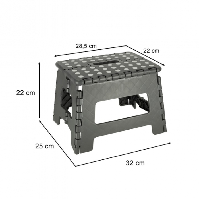 Scaun Pliabil VarioShop®, Tip Taburet cu maner, Pentru Aer Liber, Gradina, Bucatarie, Baie, Camping si Pescuit sau pentru Copii, Inaltime 22 cm, Gri [5]