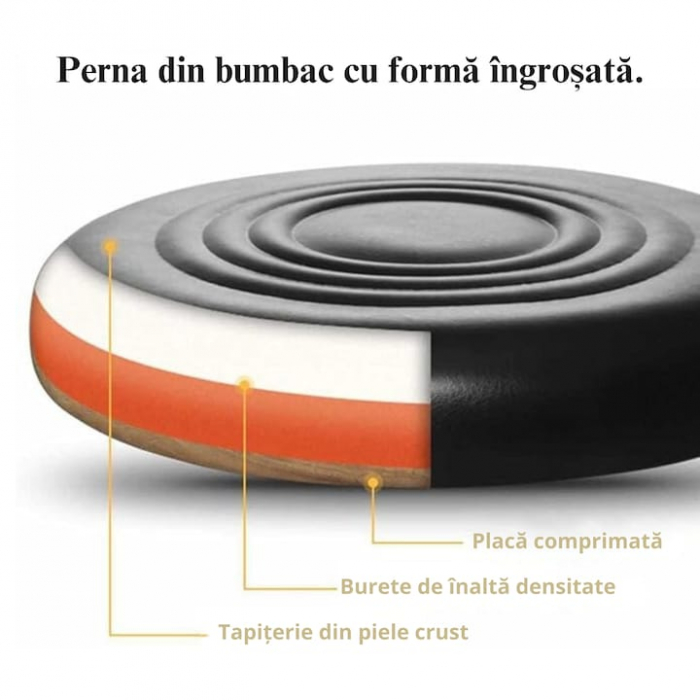 Scaun-taburet pentru Salon VarioShop®, Scaun pentru Cosmetica, Pedichiura, Manichiura, pe baza de Otel cromat, Rotund, cu Pompa hidraulica si Roti, Negru [11]