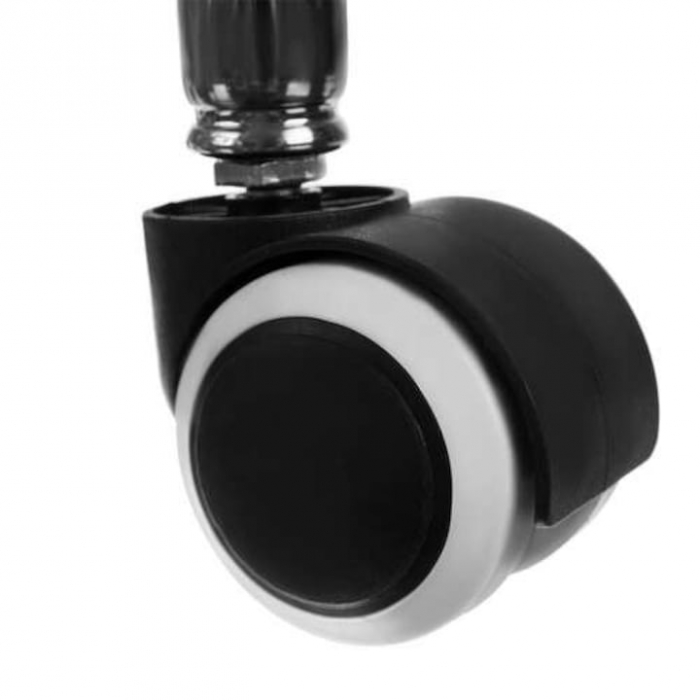 Scaun-taburet pentru Salon VarioShop®, Scaun pentru Cosmetica, Pedichiura, Manichiura, pe baza de Otel cromat, Rotund, cu Pompa hidraulica si Roti, Negru [16]