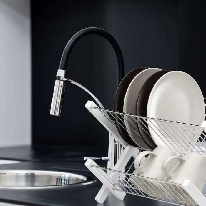 Scurgator pentru vase cu doua etaje VarioShop®, pliabil, cu tava colectoare, constructie stabila din plastic rezistent, 39.5 x 36.5 cm, Alb [7]