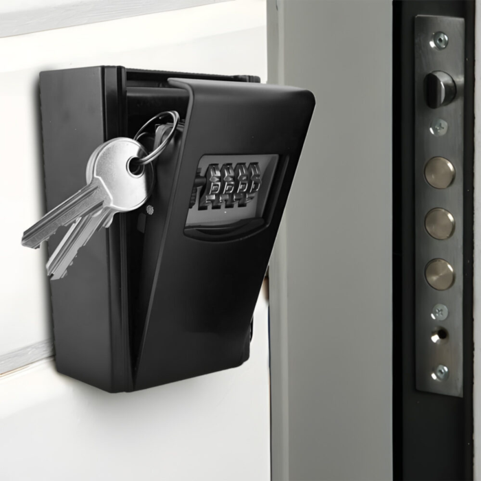 Seif pentru chei VarioShop® cu combinatie 4 cifre, cutie pentru chei si obiecte de valoare, montaj pe perete, capac impermeabil, otel, 11.5 x 4 x 8.5 cm, Negru [8]