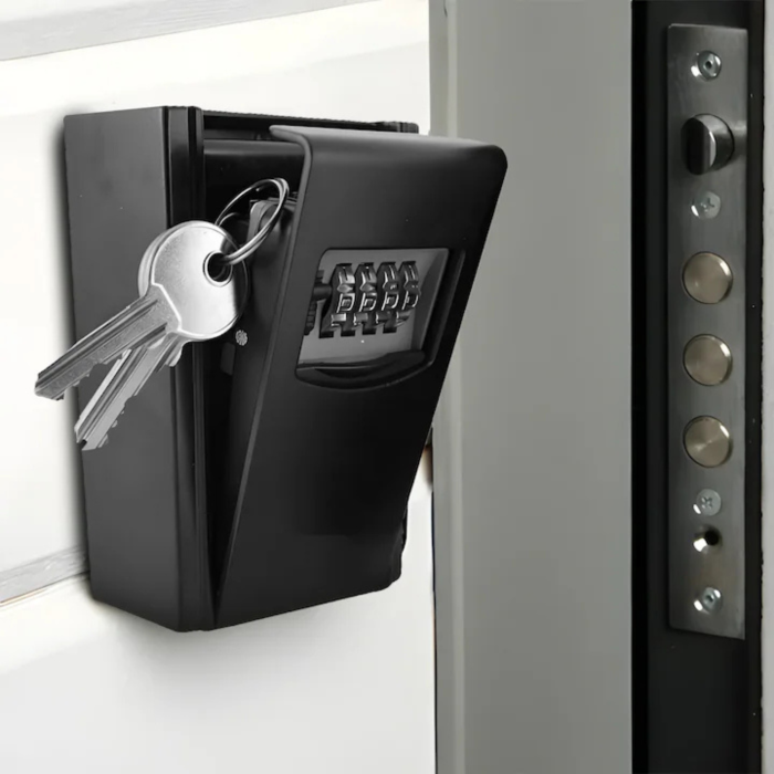Seif pentru chei VarioShop® cu combinatie 4 cifre, cutie pentru chei si obiecte de valoare, montaj pe perete, capac impermeabil, otel, 11.5 x 4 x 8.5 cm, Negru [6]