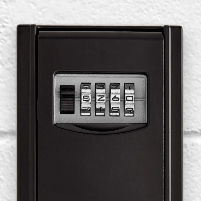 Seif pentru chei VarioShop® cu combinatie 4 cifre, cutie pentru chei si obiecte de valoare, montaj pe perete, capac impermeabil, otel, 11.5 x 4 x 8.5 cm, Negru [5]