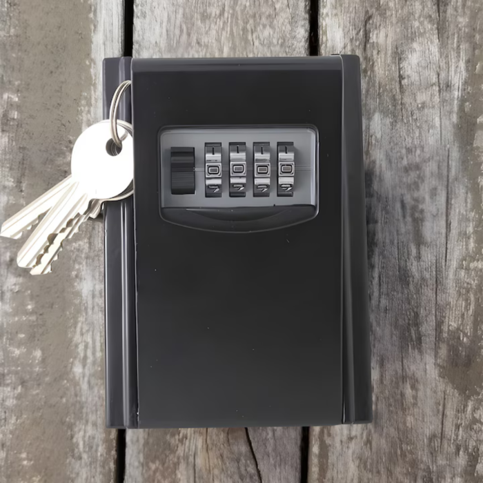 Seif pentru chei VarioShop® cu combinatie 4 cifre, cutie pentru chei si obiecte de valoare, montaj pe perete, capac impermeabil, otel, 11.5 x 4 x 8.5 cm, Negru [7]