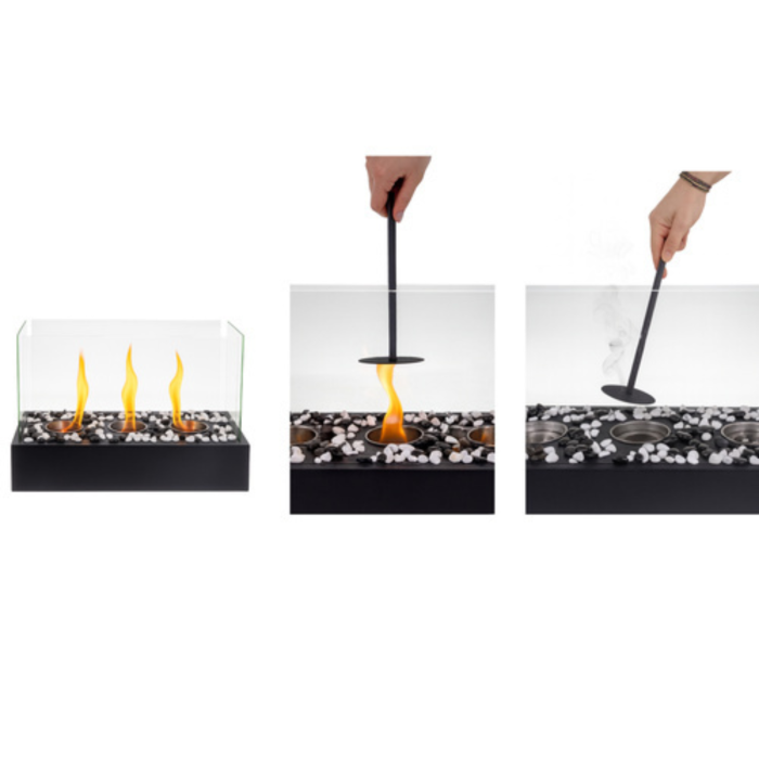 Semineu bio pe bioetanol VarioShop®, independent, cu 4 pereti de sticla securizata, rezervor 450 ml, cu pietricele decorative, ideal pentru casa si terasa, dimensiuni 45 x 30 x 21 cm [6]