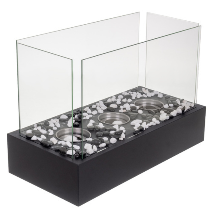 Semineu bio pe bioetanol VarioShop®, independent, cu 4 pereti de sticla securizata, rezervor 450 ml, cu pietricele decorative, ideal pentru casa si terasa, dimensiuni 45 x 30 x 21 cm [5]